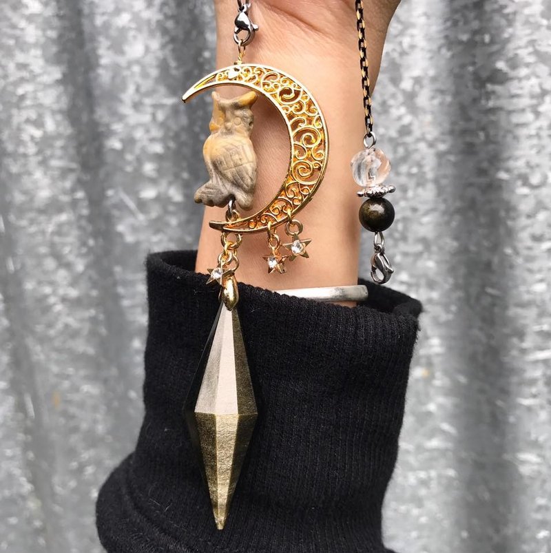 【Lost and find】天然石 金曜石 黑夜使者 灵摆 项链 - 项链 - 宝石 黑色