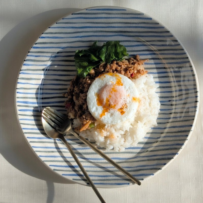 彩色钴蓝条纹盘（大） - 浅碟/小碟子 - 陶 