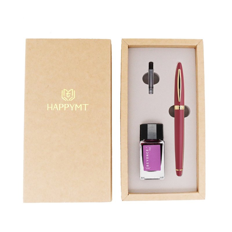 【定制化礼物】HAPPYMT开心钢笔墨水礼盒 红色金夹*新包装 - 钢笔 - 铜/黄铜 红色