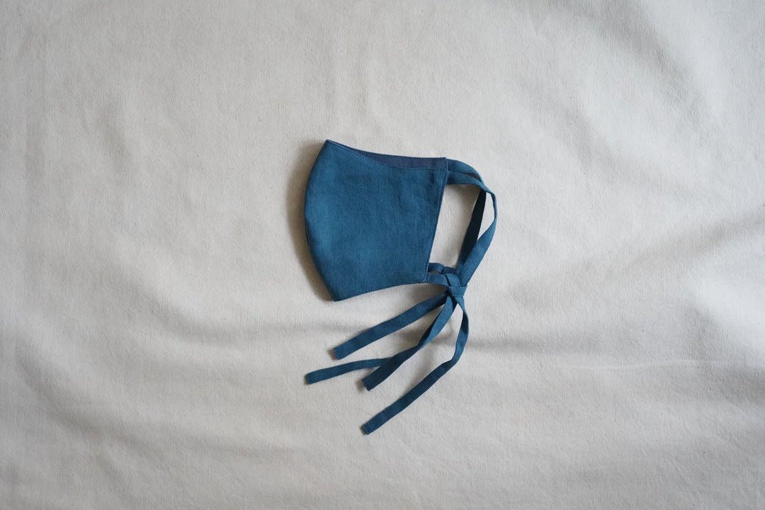 unisex mask | 双色绑带口罩 | 纳 户 x 青 蓝 - 口罩 - 棉 蓝色