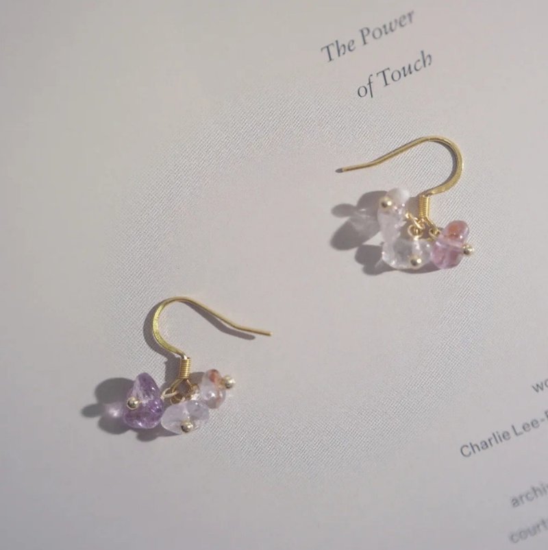 古老能量  超七碎石花瓣耳环 耳 / 无耳洞耳夹 - 耳环/耳夹 - 水晶 多色