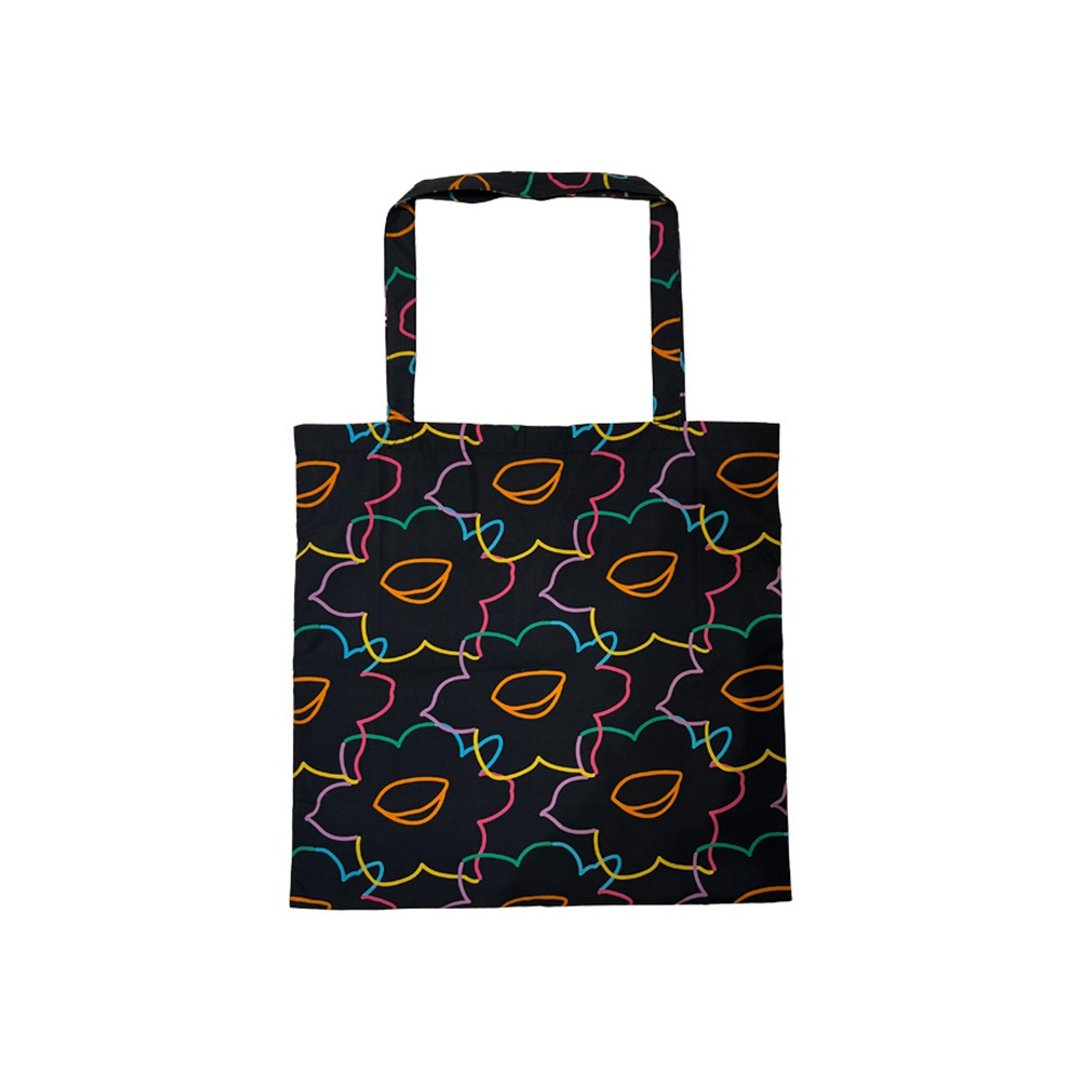 GOC Studio 彩色线条 水仙花图案 全棉府绸袋 Tote Bag - 侧背包/斜挎包 - 棉 黑色