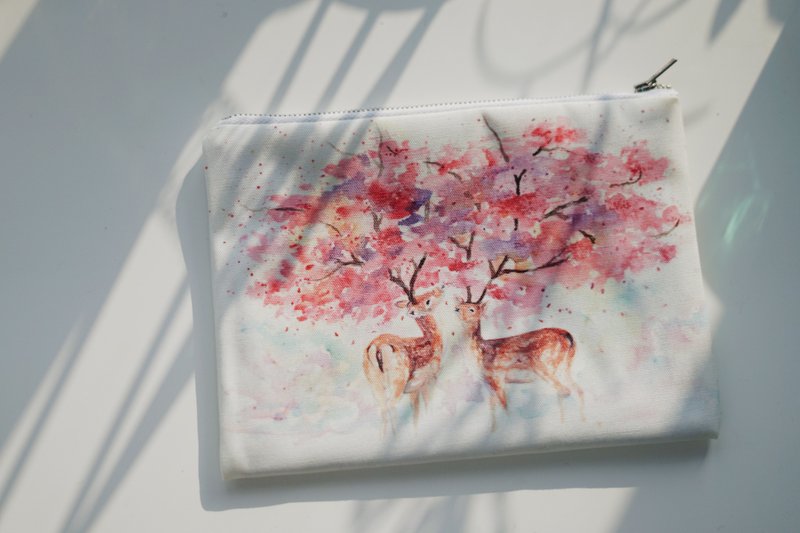 小物袋 MB-005 樱花树下 - 化妆包/杂物包 - 防水材质 粉红色