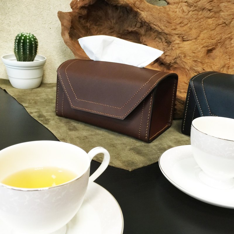  面纸盒  皮革手作 台湾工艺 摆饰 装饰 收纳 - 摆饰 - 真皮 