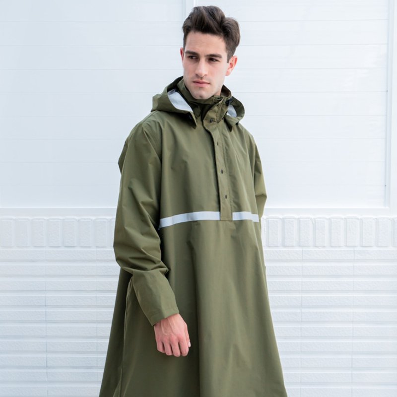轻便简易可拆连帽单件式雨衣-军绿 - 雨伞/雨衣 - 尼龙 