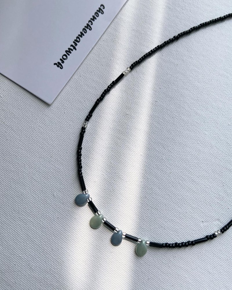 森洋泪心 水滴 串珠 串珠项链 颈链 手作项链 - 项链 - 其他材质 蓝色