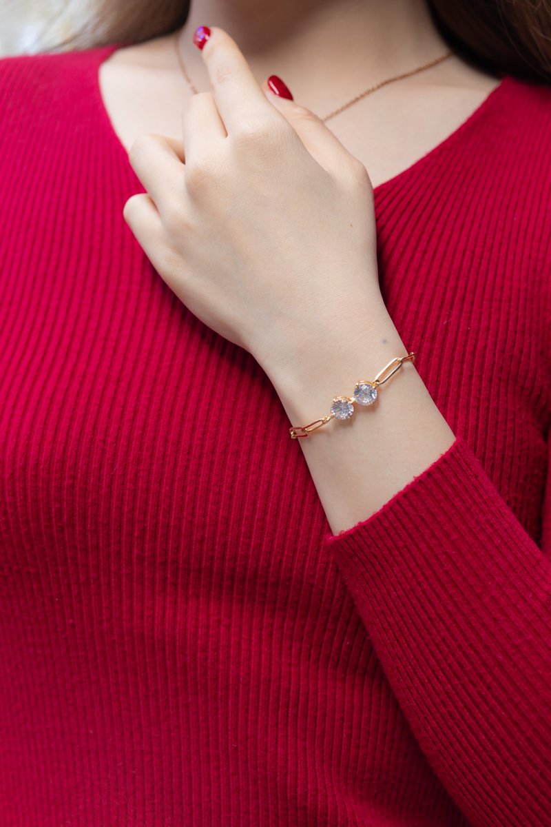 双钻手链 - 手链/手环 - 其他金属 金色