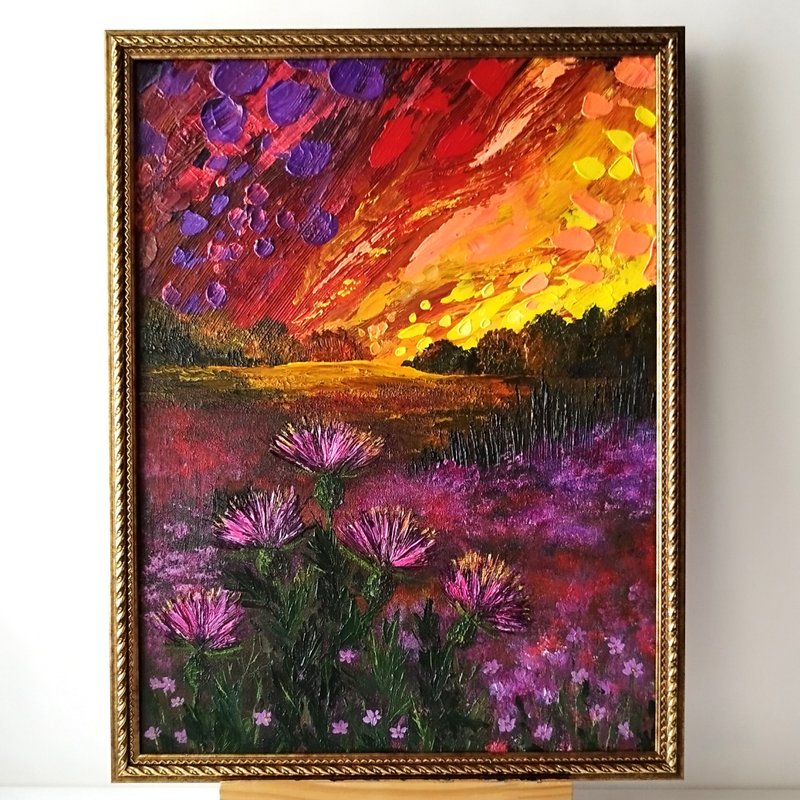 灿烂的夕阳风景画：自然质感艺术墙饰 - 墙贴/壁贴 - 压克力 多色