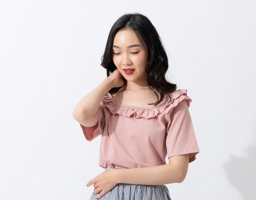 【joliememe】曲度哲学短袖上衣Curve Tee - 女装 T 恤 - 棉 粉红色