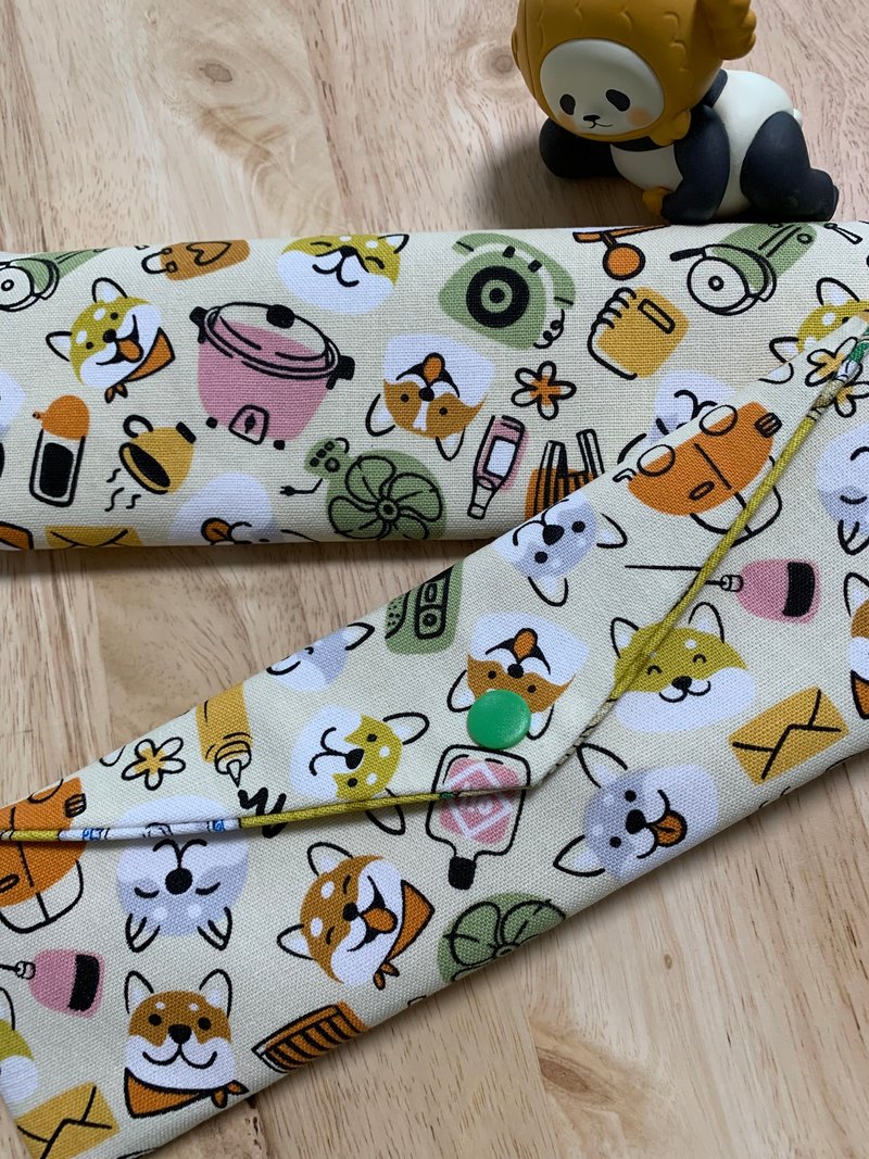 文青风环保纯棉筷袋 柴柴大头贴 质感原胚 双面加厚 超萌 日本 - 收纳用品 - 棉．麻 白色