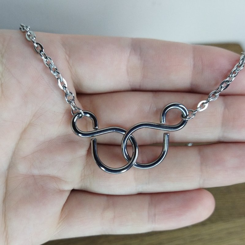 双无限项链。 送给他的双生火焰礼物。 双火焰项链。 - 项链 - 不锈钢 银色