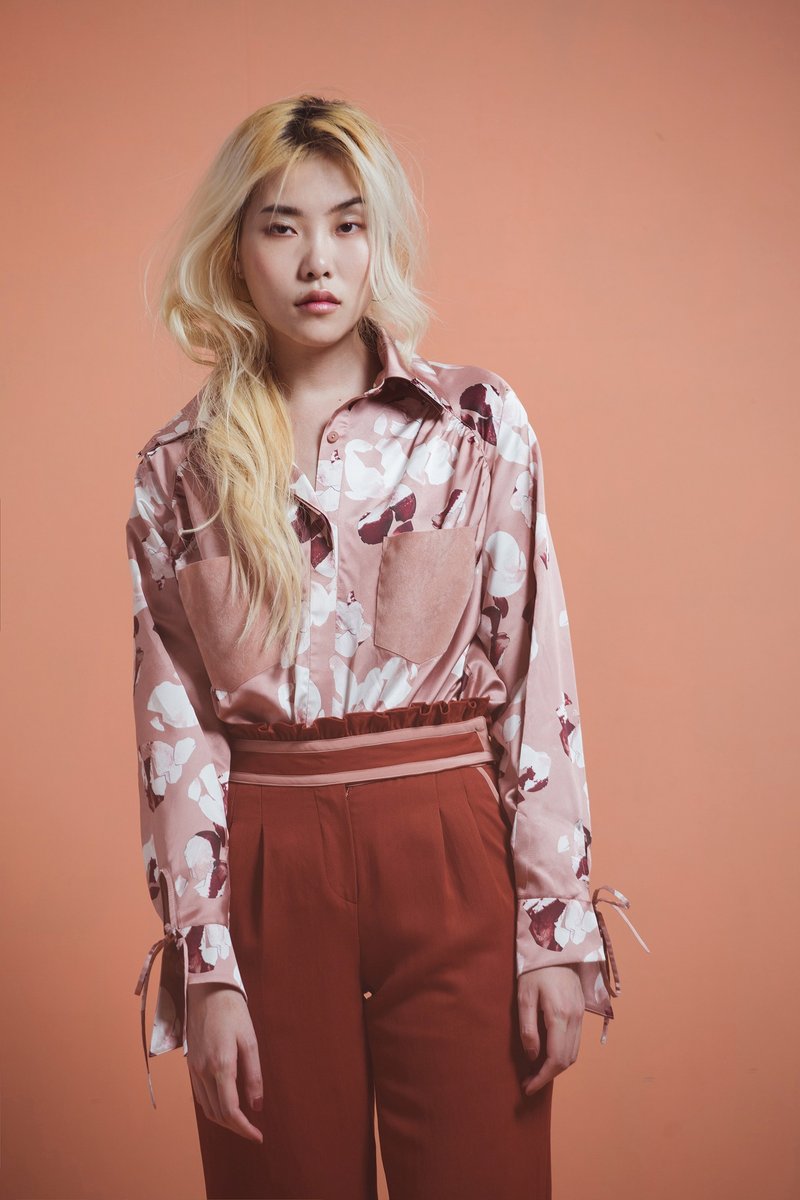 限量出清特惠 / 麂皮口袋印花衬衫 - 女装衬衫 - 聚酯纤维 粉红色