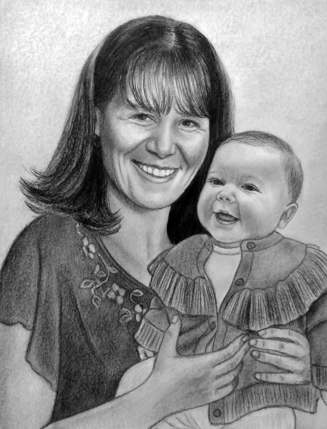 Realistic personal portrait Custom Drawing from Photo - 订制画像 - 纸 白色