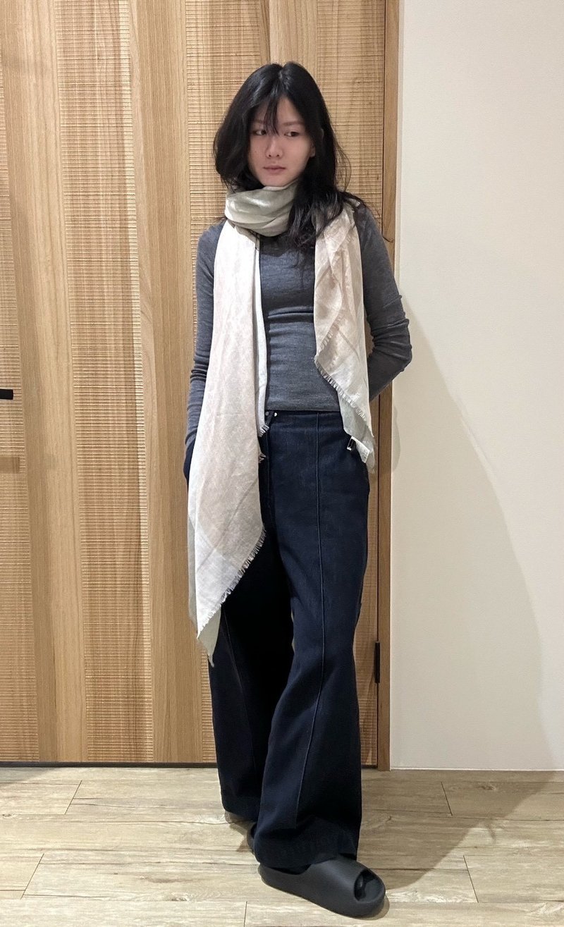 直条顶级羊绒围巾 - 围巾/披肩 - 羊毛 银色