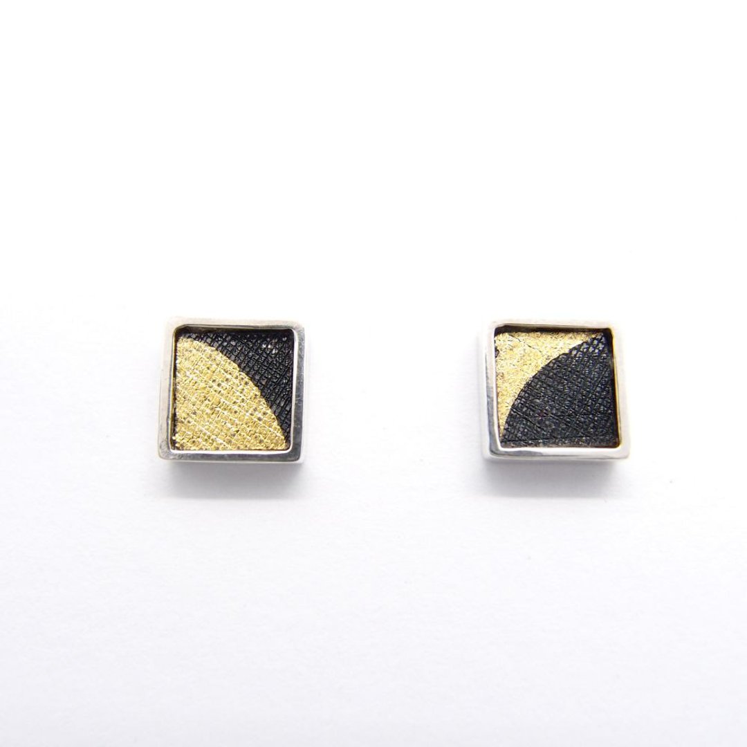 耳上一厘米 方形D-925银耳环 - 耳环/耳夹 - 其他金属 