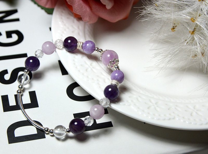 紫罗兰花园 l 紫锂辉 l 紫水晶 l 萤石 l 银饰款 - 手链/手环 - 水晶 紫色