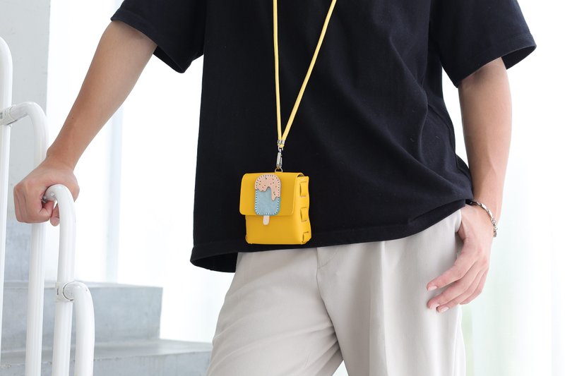 【切线派】TANGENT LINEAR 装可爱雪糕迷你小挎包口红包耳机包 - 侧背包/斜挎包 - 真皮 多色