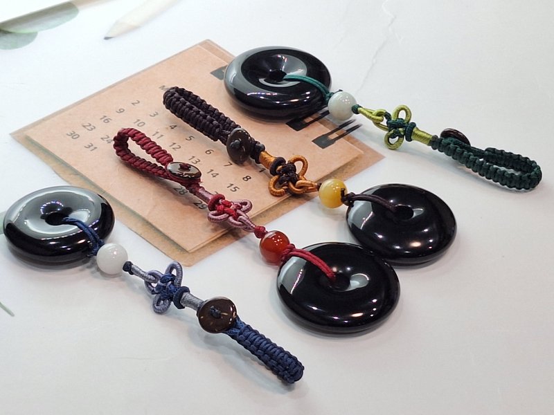 黑玛瑙平安扣 - 钥匙链/钥匙包 - 水晶 