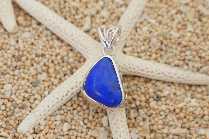 Lapis lazuli Silver pendant top - 项链 - 石头 蓝色