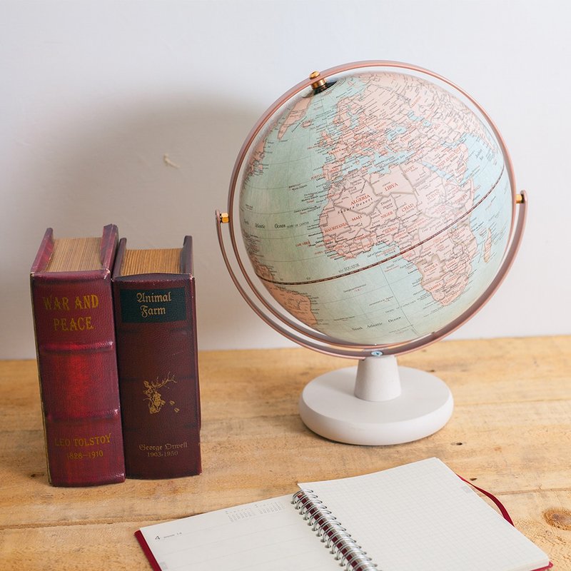 SkyGlobe 10寸新仿古玫瑰金360度旋转白木座地球仪(英文版) - 摆饰 - 其他金属 蓝色