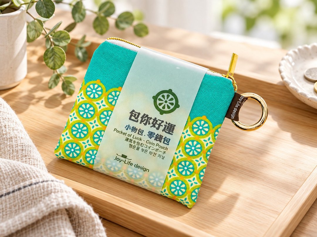 包你好运零钱包  小巧一包 幸运随行 - 零钱包 - 棉．麻 绿色
