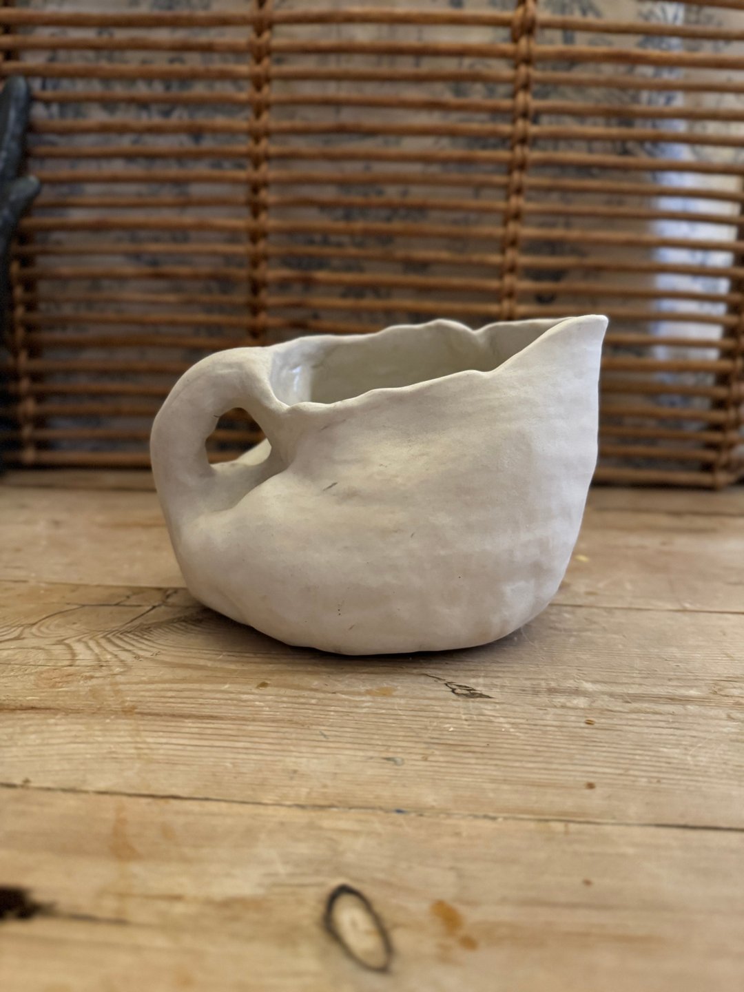 40033-佗寂白陶无釉不规则陶壶Wabisabi unglazed pottery - 摆饰 - 陶 