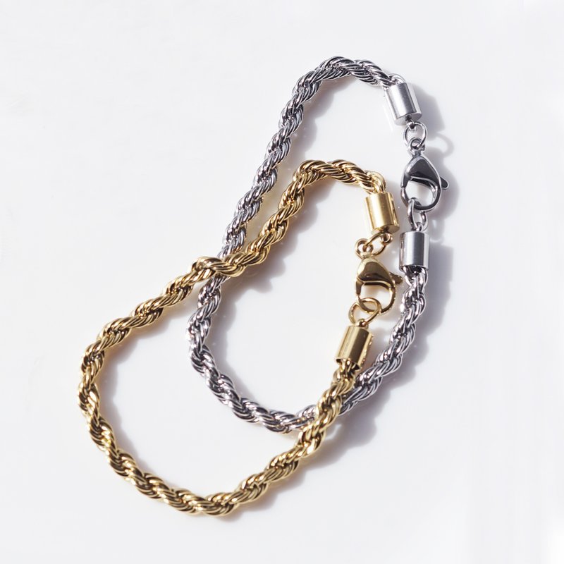 细致光泽 不锈钢麻绳编织手链 Gold/Silver - 手链/手环 - 宝石 金色