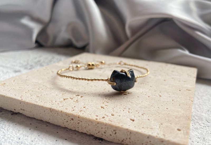 彼得石猫头编织手环 美国14kgf材质手工编织 - 手链/手环 - 石头 