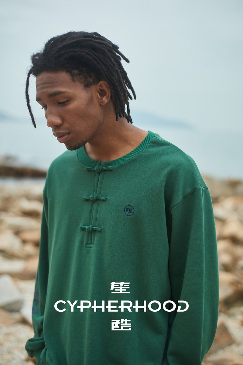 CYPHERHOOD 军绿色男装套头pullover卫衣 - 男装上衣/T 恤 - 棉．麻 