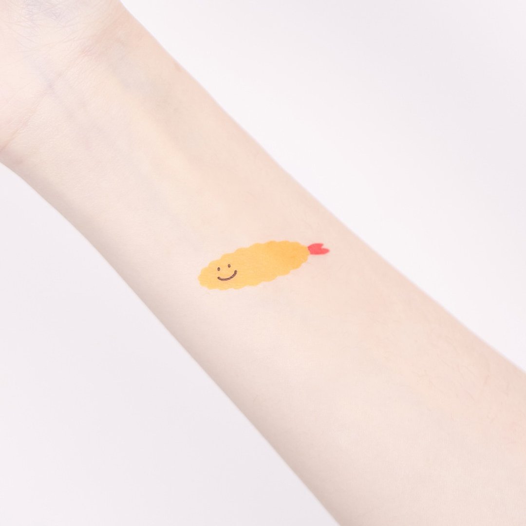 刺青纹身贴纸 -  炸虾 2入 - 纹身贴 - 纸 黄色