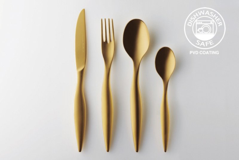 神話のような曲線。PVDゴールドカトラリー Venus Line PVD-coated Cutlery (24 piece cutlery set) - 餐刀/叉/匙组合 - 不锈钢 金色