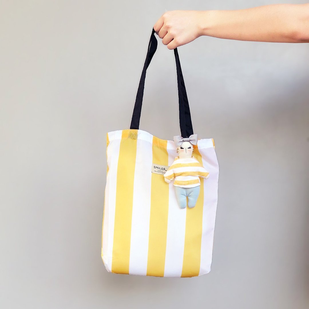 【Ms. Carrie - yellow stripes】ECO BAG x BAG CHARM - 吊饰 - 棉 多色