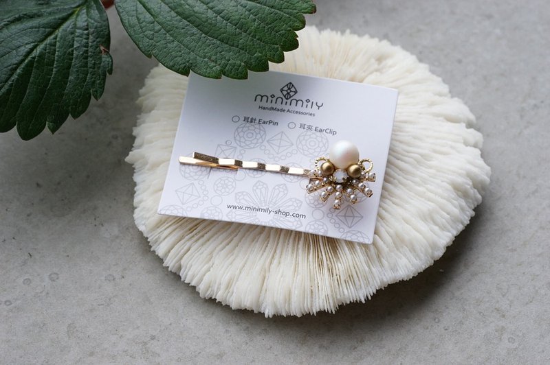 晨光 - 星芒珍珠发夹 - 发饰 - 铜/黄铜 金色