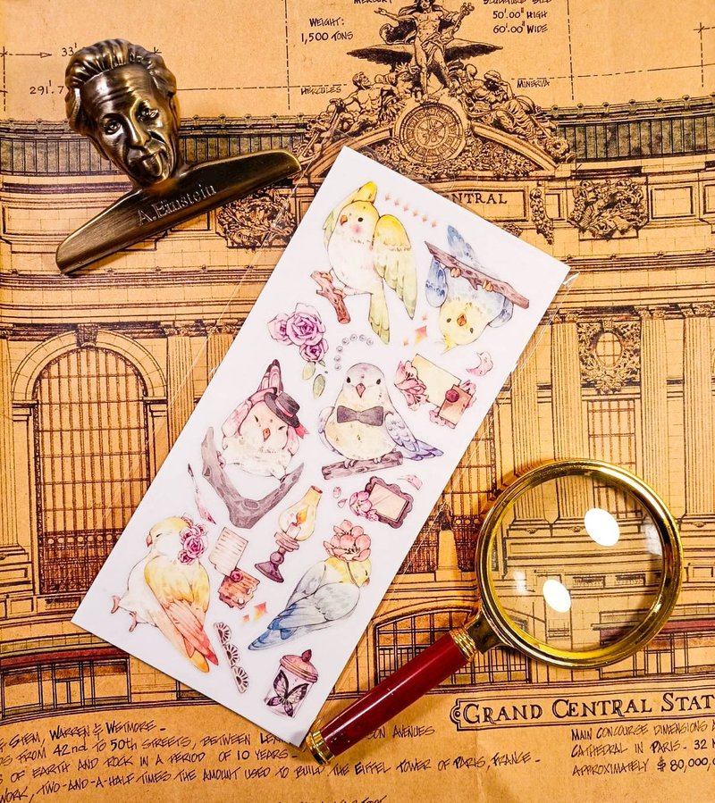 KR493春秋鸚鵡Spring and autumn parrot/  轉印貼 - 贴纸 - 塑料 