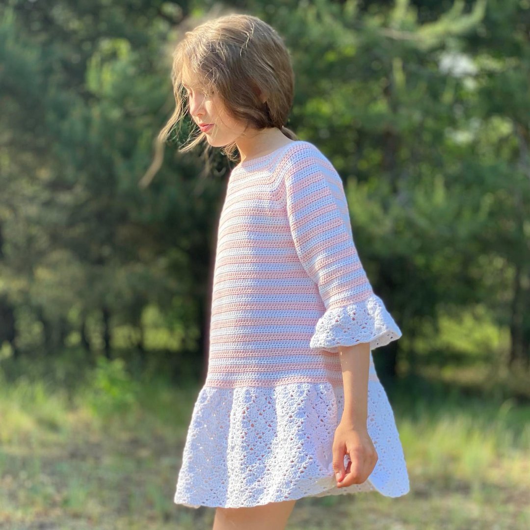 Crochet Pattern The Melanie striped dress/sizes 6/12 months up to 11/12 years - 手工艺教程/工具书 - 其他材质 