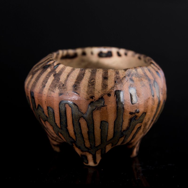 长腿系列  // 条纹胖胖盆 - 手工盆、陶盆、花器、盆器、山野草 - 植栽/盆栽 - 陶 咖啡色