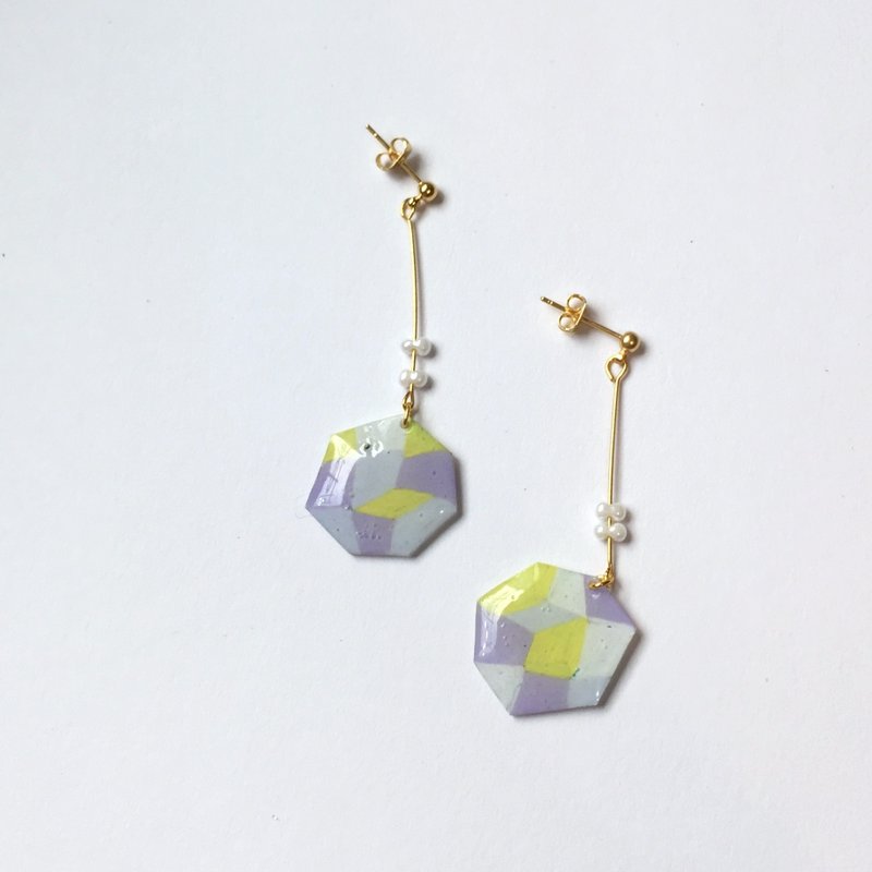 小星球 夹式/针式耳环 - 耳环/耳夹 - 塑料 黄色