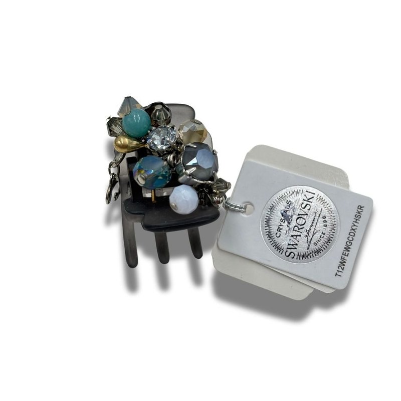 COMPLEX BIZ 甜心夹 施华洛世奇 灰底水晶 - 发饰 - 树脂 黑色