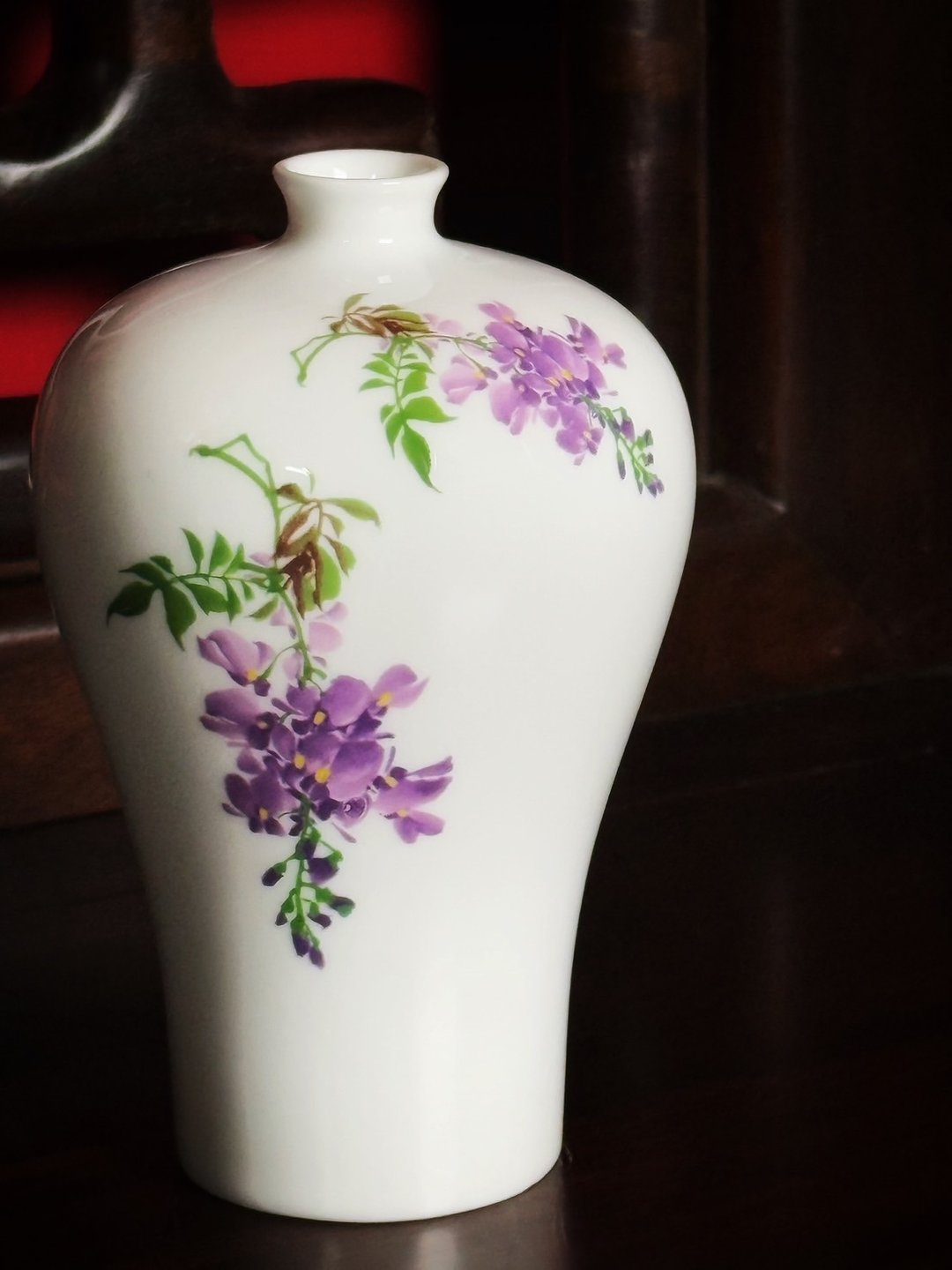 15cm 紫藤梅瓶 - 花瓶/陶器 - 瓷 白色