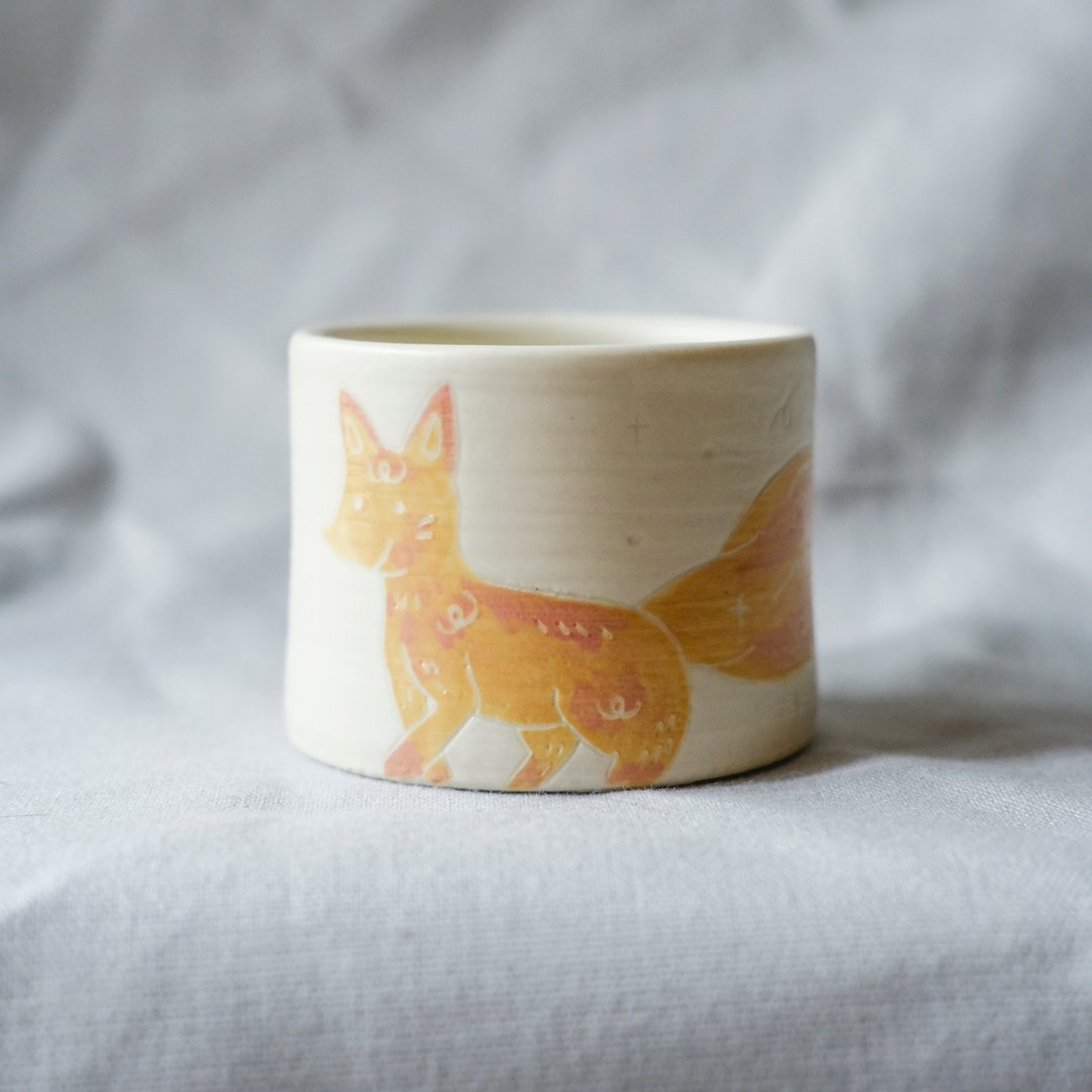 长尾狐狸 猪口杯 - 花瓶/陶器 - 陶 