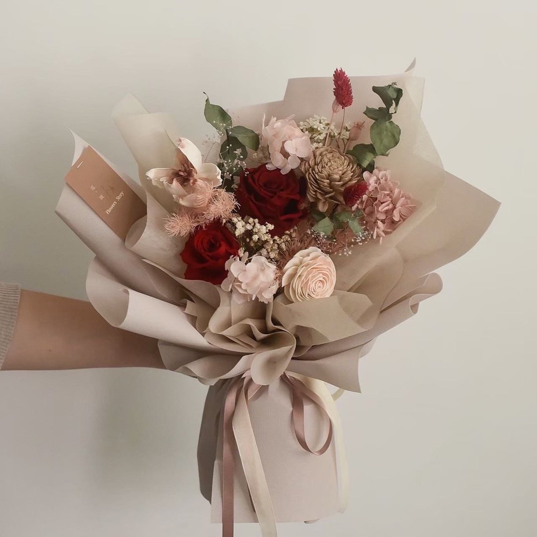 /爱的主题曲/干燥花 求婚 生日花束 毕业 玫瑰 教师节 永生花 - 干燥花/捧花 - 植物．花 多色