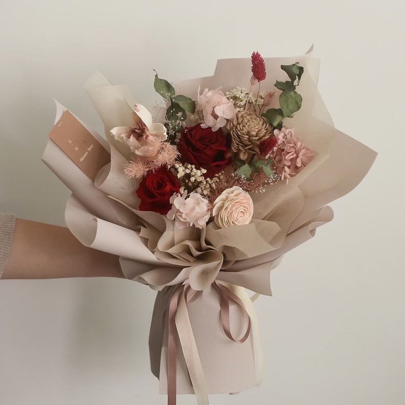 /爱的主题曲/干燥花 求婚 生日花束 毕业 玫瑰 教师节 永生花 - 干燥花/捧花 - 植物．花 多色