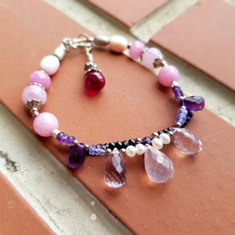 女孩水晶世界-公主的珠宝盒【粉晶摩根石半双链】天然水晶手链 - 手链/手环 - 宝石 紫色