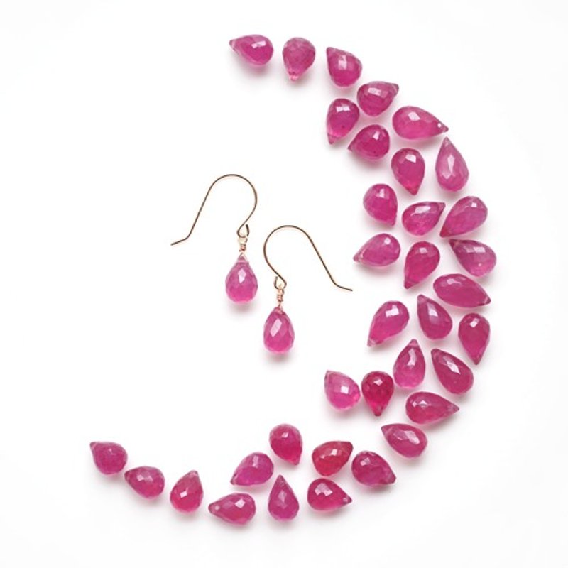 14KGF 粉色蓝宝石梨形切工耳环 Lauretta - 耳环/耳夹 - 宝石 粉红色