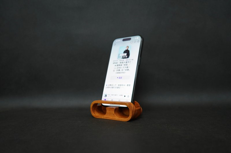 积木式手机免提收纳立座 - 手机座/防尘塞 - 木头 咖啡色