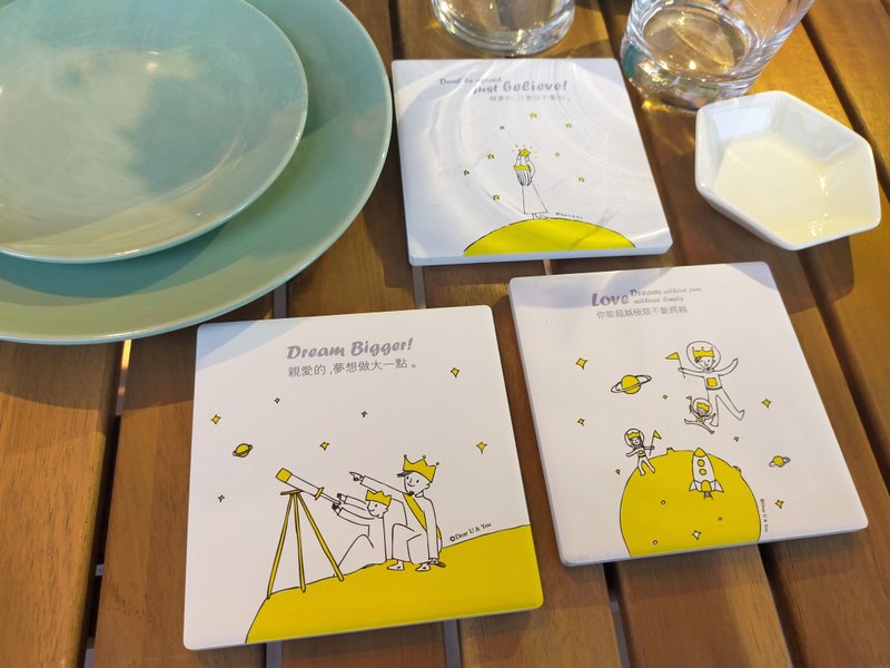 陶瓷吸水杯垫3入套组 -【 Faith speaks】 - 杯垫 - 陶 黄色