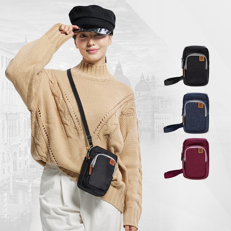 轻量斜背包 防盗录手机包 黑色 蓝色 桃红 - 后背包/双肩包 - 尼龙 黑色