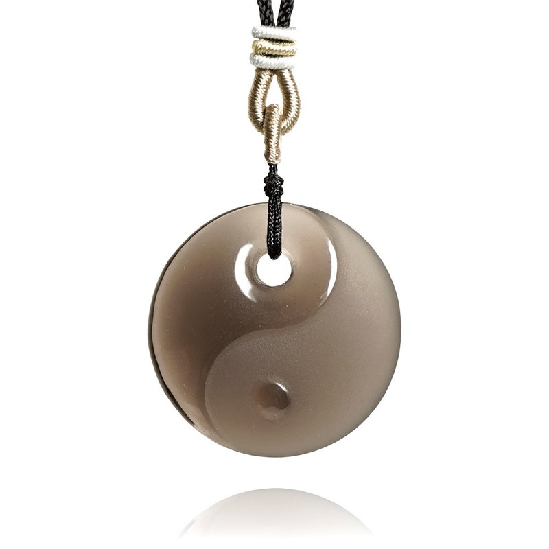 【正佳珠宝】黑曜石 高品冰种黑曜太极 冰种黑曜石吊坠 - 项链 - 半宝石 多色