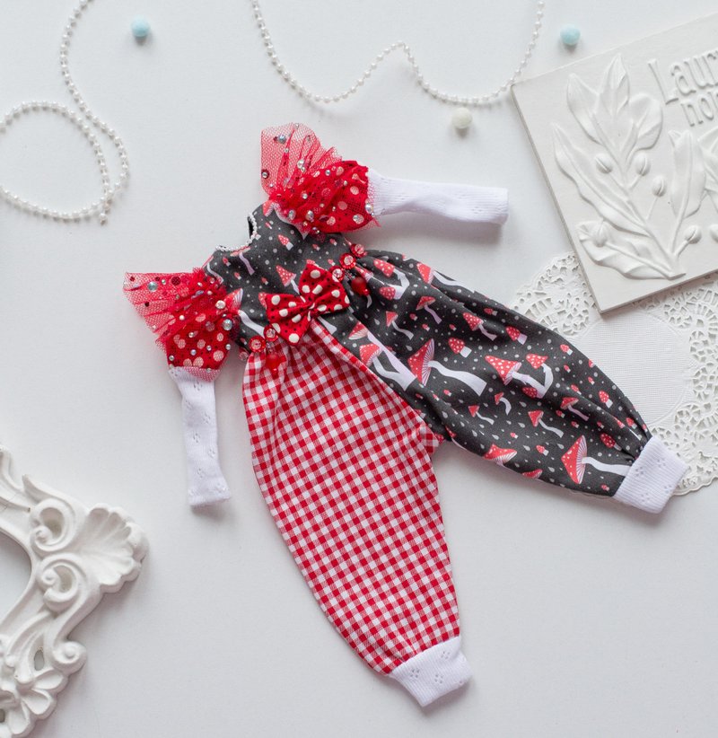 娃娃连身裙蘑菇连身裤飞木耳蝇蛆病 - 玩偶/公仔 - 棉．麻 红色