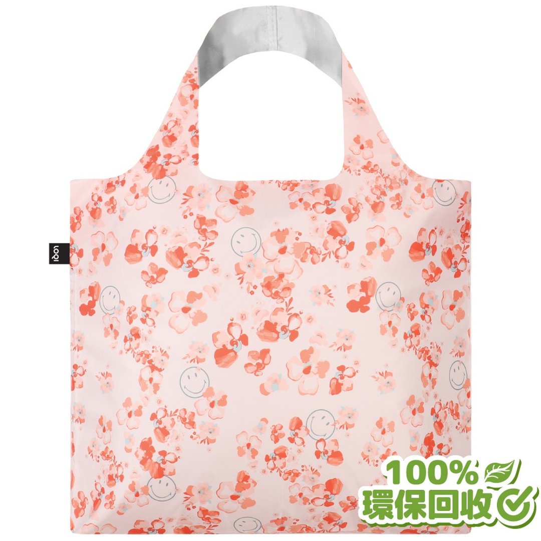 LOQI 环保材质购物袋-笑脸Smiley-花开(无扣带、无暗袋) - 其他 - 环保材料 粉红色